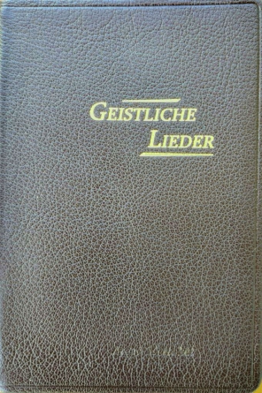 Geistliche Lieder, erweiterte Auflage 254 Lieder – groß – Leder, dunkelbraun, Goldschnitt, leicht beschädigt