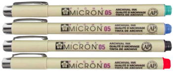 *Bibel-Dünnfaserschreiber SAKURA Fineliner PIGMA MICRON, 0,05 mm – 4-Farben-Set