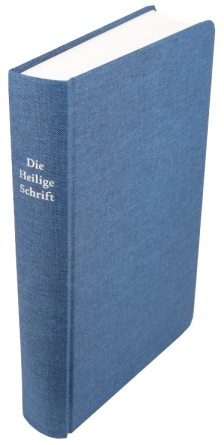 Schreibrandbibel, klein, Leinen, blau